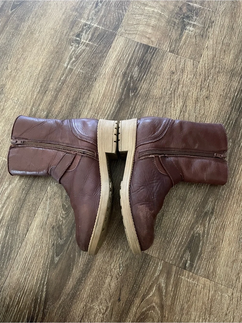 Kids Brown Leather Ankle Boots with Buckle Detail